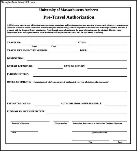 Travel Authorization Form Template Formsite
