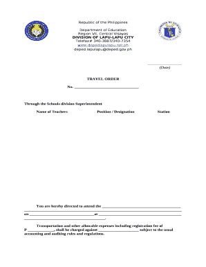 Travel Order Sample Form Fill Out and Sign Printable PDF Template