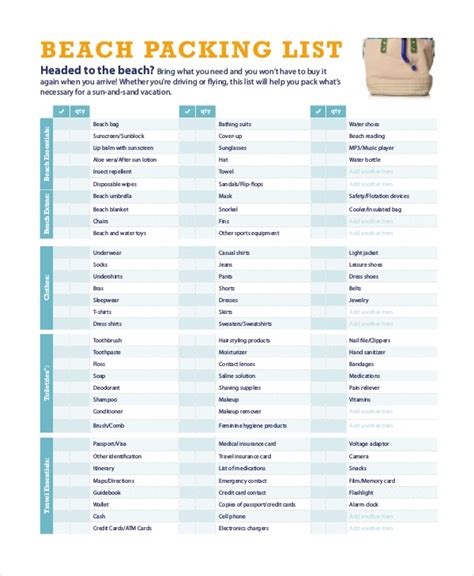 Travel Packing List 10  Free Word PDF PSD Documents Download