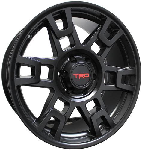 17" TRD Pro wheels are available in matte back and gray (also called gunmetal finish). These 17" Matte Black TRD wheels (part no. PTR20-35110-BK) were offered on the FJ Cruiser all the way back in 2012, and they're very popular with Tacoma and 4Runner owners.