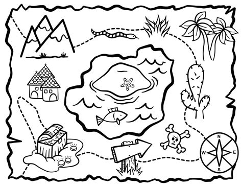 Treasure Map Coloring Pages For Kids - Coloring Home