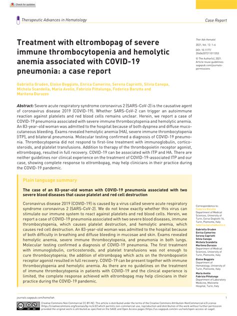 Treatment with eltrombopag of severe immune thrombocytopenia …