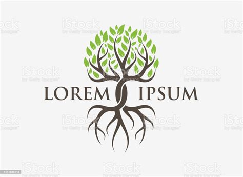 Tree And Roots Design Elements Green Garden Vector.