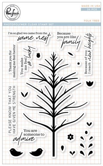 Tree Clear Stamp Set Folk Tree Stamp Set Pinkfresh Studio Tree