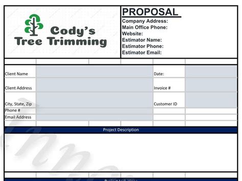 Tree Service Estimate form Beautiful Tree Removal Quote Template