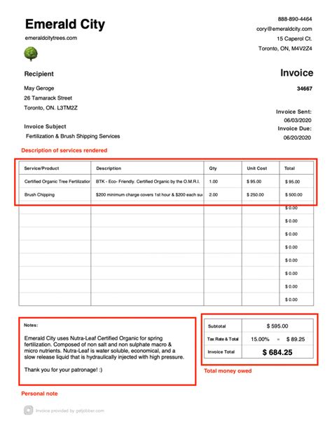 Tree Service Invoice Template And Examples Free Download