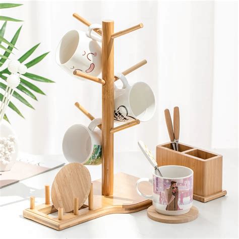 Tree Shape Drinkware Shelf Creative Chic Wooden Coffee Cup …