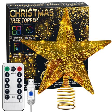 Tree topper star light up.  Discover stunning light-up star Christmas tre...