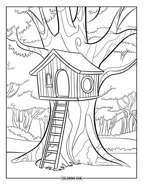 Treehouse Coloring Page