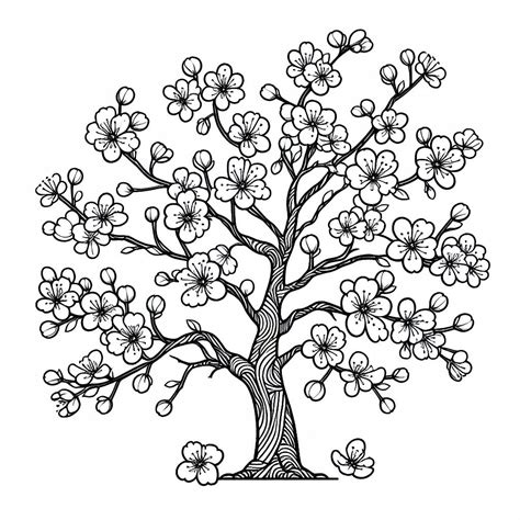 Trees Leaves Cherry Tree Coloring Pages Coloring Pages