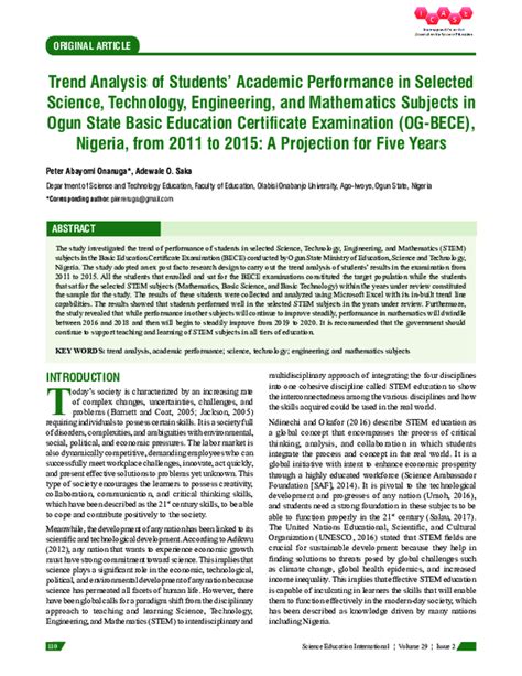 Trend Analysis of Students’ Academic Performance in Selected …