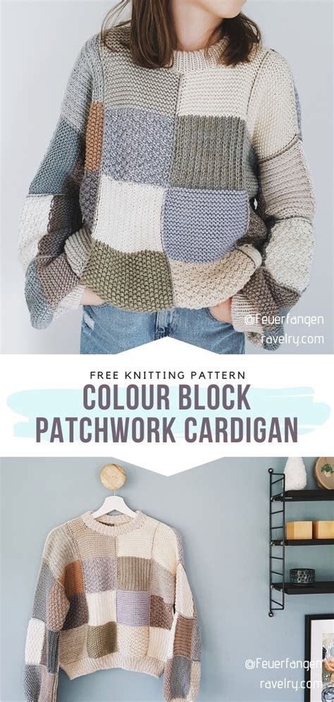 Trendy Patchwork Cardigans with Free Knitting Patterns