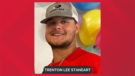 Trenton staneart palestine tx. Jan 29, 2024. Joe Elersor. The missing Henderson man, Trenton “Trent” Lee Staneart, 24, was found dead during a search for him Sunday, Jan. 28. Palestine Police Chief Mark Harcrow confirmed... 
