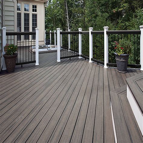 Discover a close-up view of Trex’s decking in the shade of Island Mist, sold at Home Depot. Inspired by nature and untouched by time, our composite decking i.... 