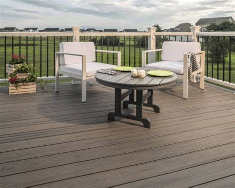 Enhance Naturals 0.56-in x 7.25-in x 12-ft Composite Rocky Harbor Fascia Deck Board. Model #RH010812E2S01. ... When using Trex fascia boards, the manufacturer recommends installing the fascia boards first, so the square-edged boards can overhang for a neater finish to the deck surface. It is also recommended to miter Trex boards at the …. 