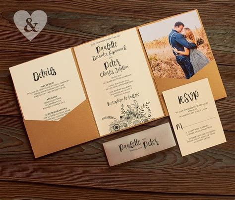 Tri Fold Wedding Invitations Template Unique Diy Pocket Wedding