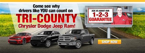 Tri County Chrysler Dodge Jeep Ram. Whether you need routine vehicle maintenance or a major auto repair, you want service you can trust - with the right tools, parts and …. 