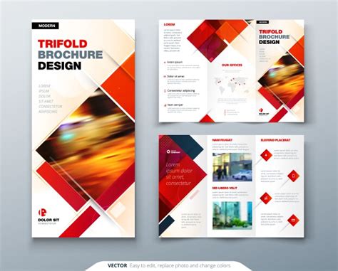 Tri fold brochure design with square shapes Vector Image