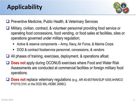 Tri service food code. Furthermore, it does not constitute endorsement or acceptance of completed food establishments (structure or equipment). A pre-opening inspection of all food operations with equipment in place and operational will be necessary to determine compliance with the Tri -Service Food Code and local and state laws governing food service establishments. 
