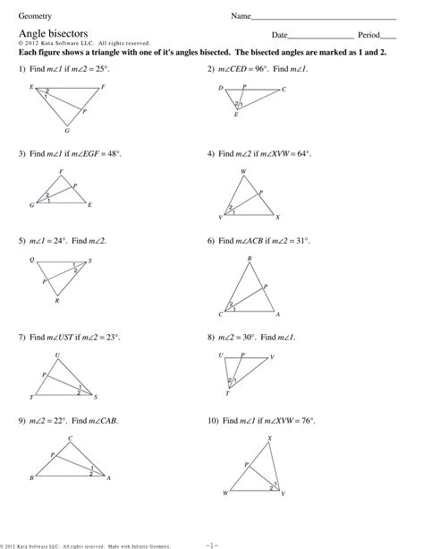 Triangle Angle Bisector Worksheet Answers