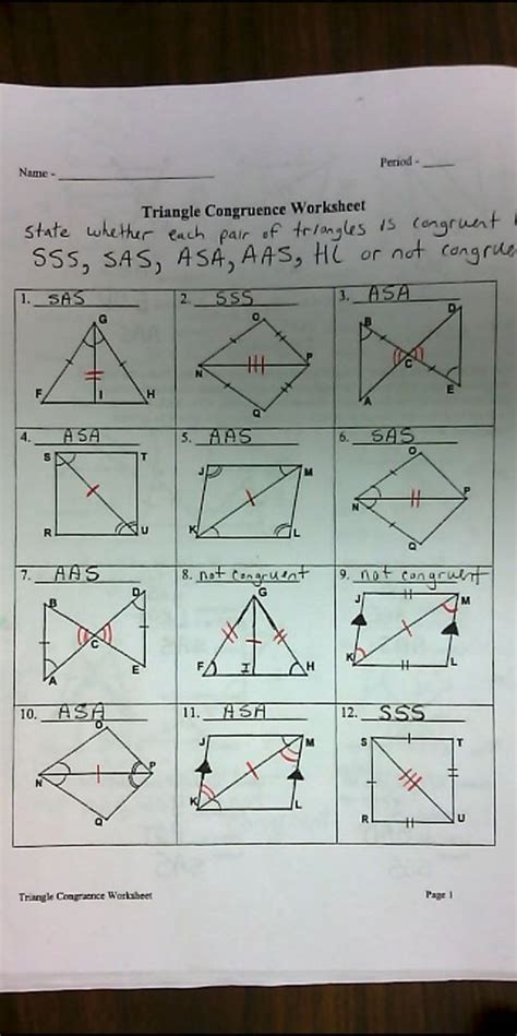 Triangle Congruence Oh My Worksheet Answer Key Proving Triangles