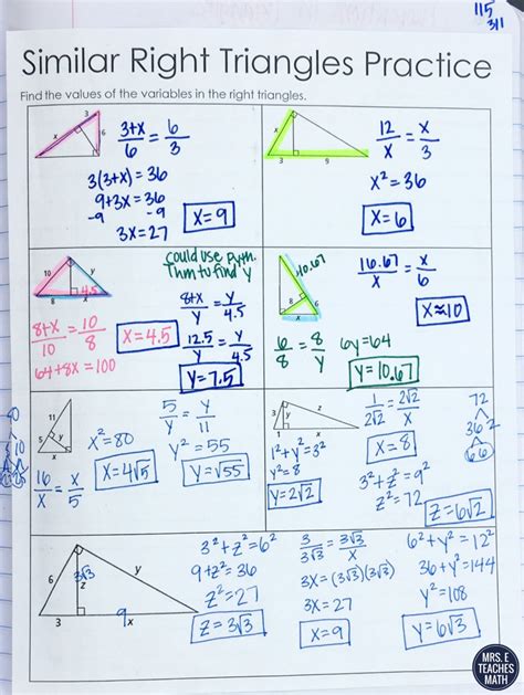 Triangle Similarity INB Pages Mrs. E Teaches Math