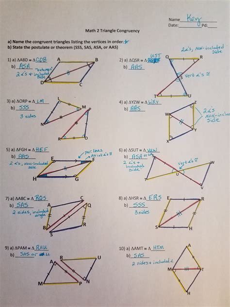 Triangle congruence review maze answer key. Nov 19, 2014 · Solutions Key 4 Triangle Congruence CHAPTER ARE YOU READY? PAGE 213 ... SPIRAL REVIEW, PAGE 221 49. y = x 2 50. y = x 51. y = x 2 52. F; skew lines do not intersect and are not parallel. 53. T 54. F; Possible answer: 30 has a 0 in the ones place, but 30 is not a multiple of 20. 55. y = 4 x+ 2 has slope 4. 