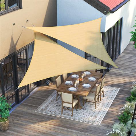 Triangular sun shade. Amagenix Triangle Sun Shade Sails Canopy, Cream Outdoor Shade Canopy 15' X 15' X 21' UV Block Canopy for Outdoor Patio Garden Backyard. $5300. $10.82 delivery Wed, Feb 28. Or fastest delivery Mon, Feb 26. Only 6 left in stock. More buying choices. 