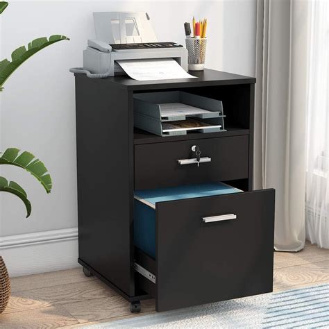 Tribesigns 2 Drawer File with Lock & Bookshelf, Letter Size
