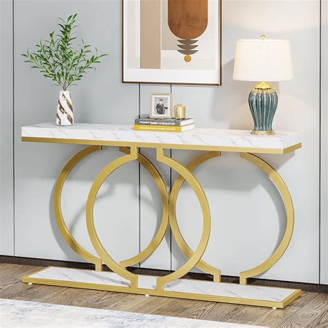 Tribesigns 55" Gold Console Table for Living Room, Entryway, …