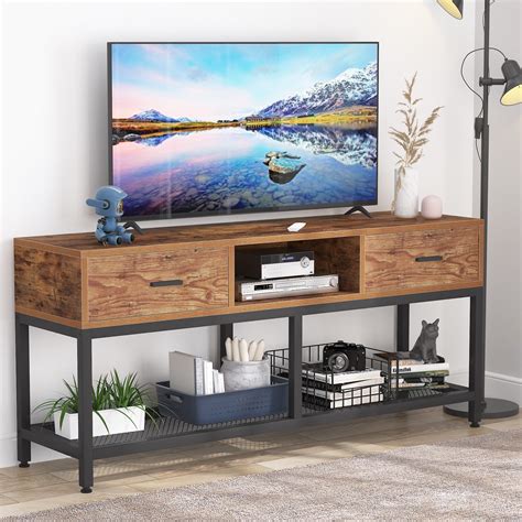 Tribesigns 47 inches TV Stand, Vintage Industrial Media Stand with Net Storage Shelf, 4 ShelvesEntertainment Center Media Console Table for Living Room Bedroom,Retro Brown Visit the Tribesigns Store 4.6 4.6 out of 5 stars 360 ratings. 