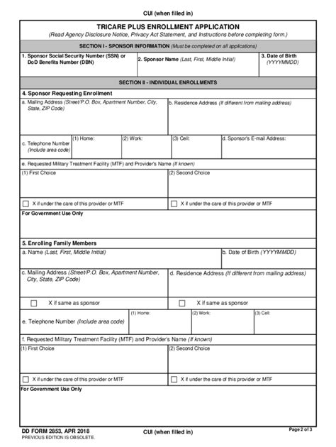 Tricare Plus Enrollment Application 20182024 Form Fill Out and Sign