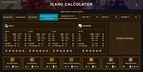 Product description. The app provides a complete overview of the individual runes and artifacts. So you can build a full Tricaru team better and faster. You can type in all the rune data and artifacts of your Icarus and calculate how much DEF your Icarus still need! You can also enter all relevant values that are necessary for a complete ... 