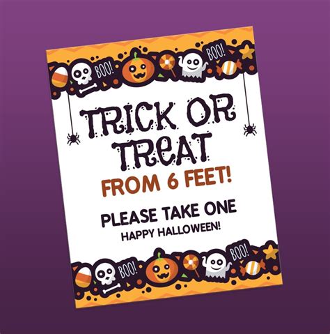 Trick or Treat From 6 Feet Sign Halloween Sign and Tags Trick or …