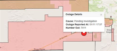 Trico power outage. We are experiencing a power outage in Marana and Avra Valley. Crews are en route. There is no estimate on time of restoration. We’ll post updates as they become available. 