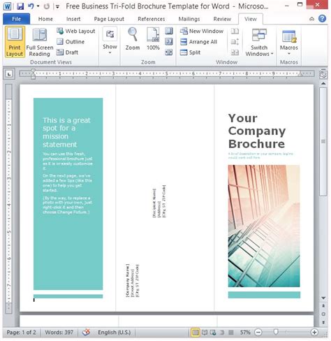 Trifold Brochure Template Word