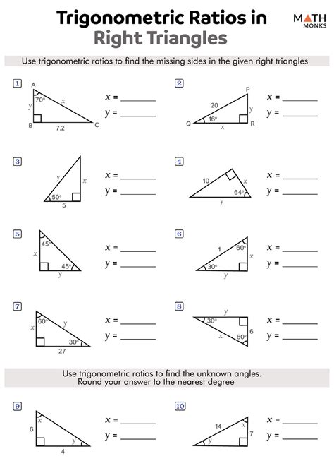 Trigonometric Ratios Worksheet Answers