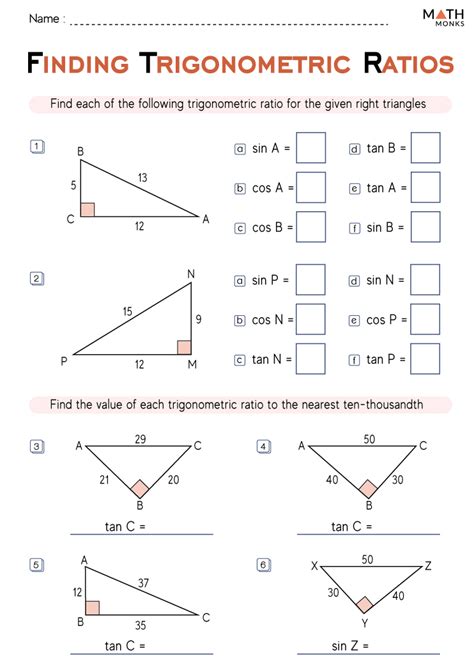 Trigonometric Ratios Worksheets Math Monks Worksheets Library