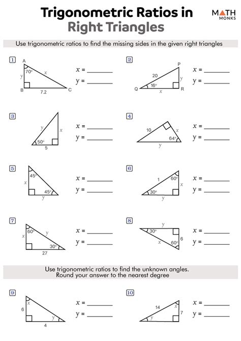 Trigonometry Ratios Practice Sheets