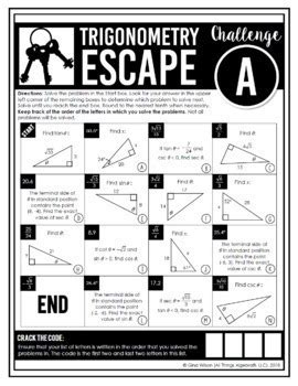 Trigonometry escape challenge answer key pdf. Unit 6 test review answer key . This trigonometry review escape room activity is a fun and challenging way for students to review concepts taught throughout the . Read and download ebook gina wilson all things algebra 2016 trigonometry pdf at public ebook librarygina wilson all th. Gina wilson (all things algebra), 2014. Asking for answer … 