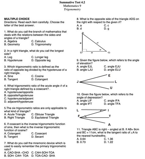 Trigonometry right triangles test multiple choice. - Gt02 gps manual en espa ol.