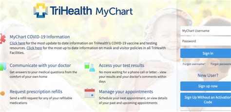 Trihealth log in. Communicate with your provider Get answers to your medical questions from the comfort of your own home; Access your test results No more waiting for a phone call or letter – view 