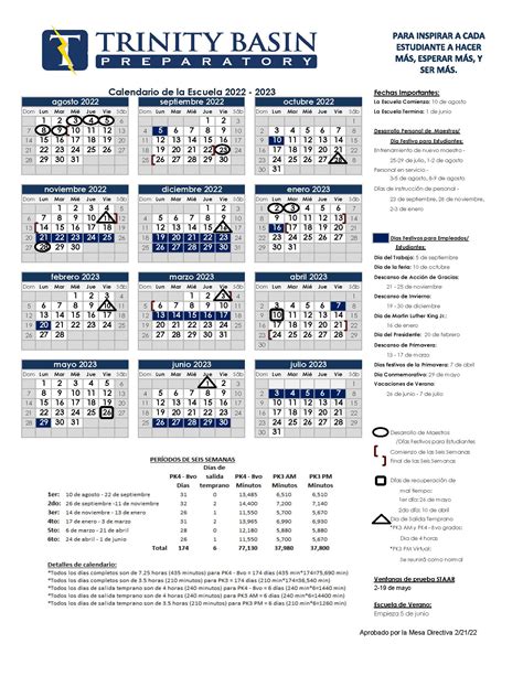 Trinity Basin Preparatory Calendar