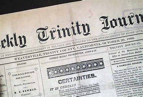 Trinity journal archives.  The archive will enable Trinity County Historical Society Signs...