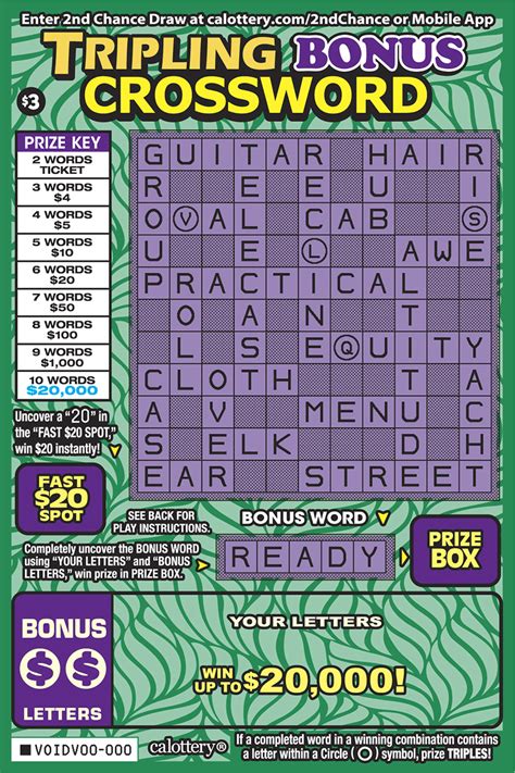 Tripling bonus crossword how to play. Tripling Bonus Crossword® Scratchers® returns with the features you love, including a Fast $20 Spot, Bonus Letters, 3X multiplier, and a chance to WIN UP TO ... 