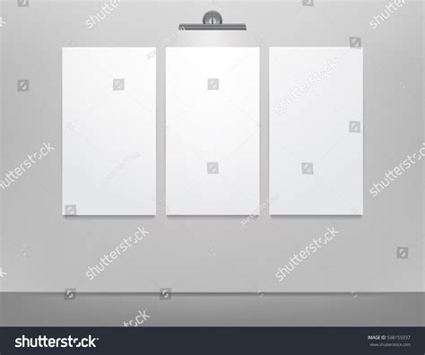 Triptych Template Three Clean Vertical Canvases Vector Image
