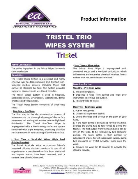 Tristel Trio Wipe System - Ethical Agents - YUMPU