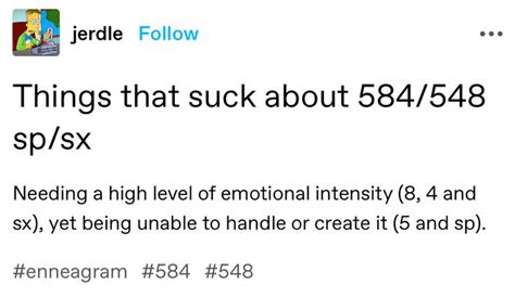 the question was laughable. I was born with a big mouth and the occasional tendency to grab some asshole by the throat. 548 here. I'm a 854 8w9 5w4 4w3. I thought I was a 584, but I re-took the test for fun, and I scored 854. I am pretty laser focused on accomplishment at the moment, though.