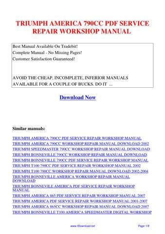 Triumph america 790cc service repair workshop manual 2002 2006. - Manual de servicio del amplificador sintonizador marantz sr2100.