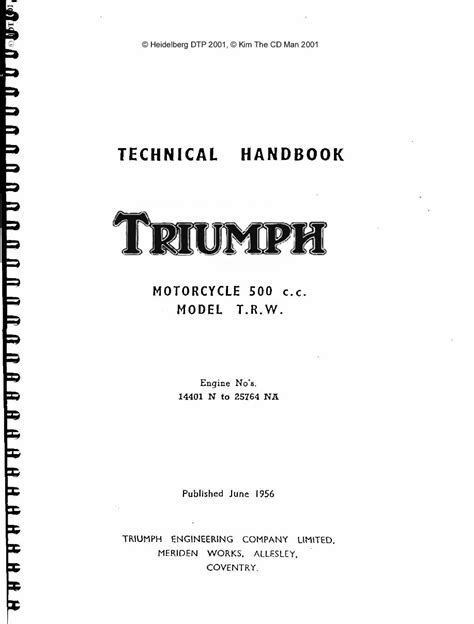 Triumph motorcycle 1950 1964 trw 500 repair srvc manual. - Compilatori principi tecniche e strumenti soluzioni manuale 2a edizione.